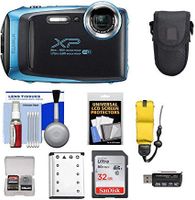 Fujifilm FinePix XP130 Shock & Waterproof Wi-Fi Digital Camera (Sky Blue) with 32GB Card + Battery + Cases + Float Strap + Ultimate Deals Cloth+ Accessory Kit