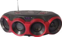 NAXA NPB-266RED MP3/CD/USB Boombox with Bluetooth, Red; Plays CD, CD-R/RW, and MP3 Discs; Built-in MP3 Playback From USB Memory Sticks; AM/FM Radio with Digital Preset Tuning