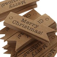 Xiaolanwelc@ 100pcs Decorative Merry Christmas Paper Gift Tags Label Hanging Cards DIY Home Party Decorations Christmas Accessories(Brown)