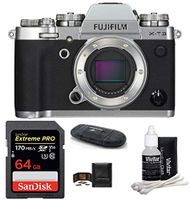 FUJIFILM X-T3 Mirrorless Digital Camera Bundle (Body with 64GB Bundle, Silver)
