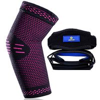 ABYON Tennis Elbow Straps (2 Pack) + Elbow Compression Sleeve (1 Pack),Elbow Brace with Medical Compression for Tendonitis, Elbow Support for Men & Women (Pink, Large)
