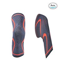 LinkedGo Knee Support Brace Pair, Knee Compression Brace Support Sleeve for Arthritis, Hiking, Soccer, Basketball, Running, Jumpers Knee, Tennis, Tendonitis, Volleyball & Squats(Large)