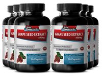 Grapeseed and resveratrol - Grape Seed Extract - Improves Bone Strength (6 Bottles - 180 Capsules)
