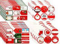 144Pcs Christmas Self Adhesive Gift Wrap Tags Stickers Xmas Tree Snowmen Christmas Presents/New Year’s Gift Labels Decals