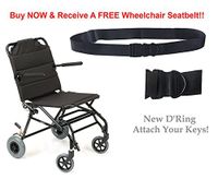 New Karman KMTV10B ( KMTV10B18B ) Ultra Lightweight Travel Wheelchair with Flip-up Footplate in Black, 18" Seat Width