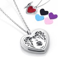 memorial jewelry Silver Aromatherapy Necklace Pendant Perfume Pads 12pcs Essential Oil Diffuser