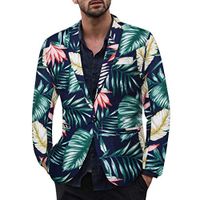 BBT-Shop Men's Suit Blazer Jacket Charm Coats Vintage Turn-Down Collar Print Floral Sweater Blouse Long Sleeve Outwear Overcoat Top Business Praty Suit Pant Set Fashion Autumn Winter Tailcoat
