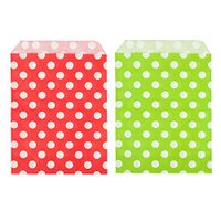 BBTO 50 Pieces Christmas Paper Bags Party Gift Bags Candy Buffet Sweet Favor Bags, 2 Colors, 5 x 7 Inches