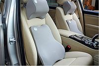 Amooca Premium Memory Foam Car Lumbar Pillow & Car Neck Pillow Kit (Gray) for Car Seat-Soft Premium Memory Foam with Mesh Cover - Orthopedic Design for Back Pain Relief Effectively