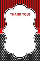 30 Thank You Cards Black White Red Polka Dots Stripes Design Baby Shower Birthday Party + 30 White Envelopes