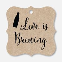 24 ct Love Is Brewing Wedding Favor Tags, Beer, Teapot, Coffee Cup (FS-204-KRB)