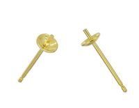4 Pairs 14k Gold on Sterling Silver Earring Posts Stud Earrings 3mm Small Setting Pearl Cup with Earnut Safety Clutches Backs SS278-3