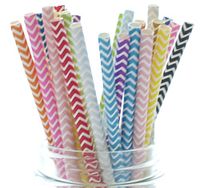 Rainbow Color Straws Chevron (25 Pack) - Multi Variety Color Pack