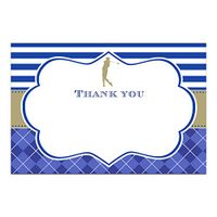 30 Blank Thank You Cards Notes Golf Birthday Party Blue Gold + 30 White Envelopes