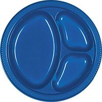 Bright Royal Blue Divided Plastic Plates | 10.25" | Pack of 20 |Party Supply