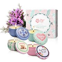 Peppi Life Scented Candles Set, Jeasmine,Rose, Lavender and Peach, 2.5oz Each 100% Soy Wax, Gift for Stress Relief and Aromatherapy, 4Packs, Mini,10-15 Hours /1Pack (42.5oz J+R+P+L)
