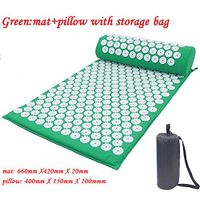 Massager Cushion Massage Yoga Mat Acupressure Relieve Stress Back Body Pain Spike Mat Acupuncture Massage Yoga Mat with Pillow,Green