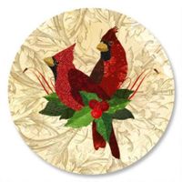 Holiday Cardinals Christmas Envelope Seals - Set of 144 1-1/2" diameter Self-Adhesive, Flat-Sheet sticker Seals