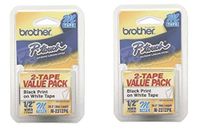 Brother P-Touch M2312PK M Series Tape Cartridges for P-Touch Labelers, 1/2"w, Black on White, 2/Pack