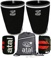atal Fitness Best Knee Sleeves for Powerlifting, Weightlifting, Cross Training, Squats and Knee Support – 7mm Neoprene Knee Sleeves for Women and Men with Heavy Duty Wrist Wraps & Gym Bag