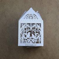 Rzctukltd Love Bird Luxury Lase Cut Wedding Sweets Candy Gift Favour Boxes with Ribbon Table Decorations (50, Whtie)