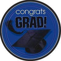 Flying Colors Graduation Party School Colors Round Plates, 7" Bright Royal Blue Tableware, Bright Royal Blue, Paper , 7" Pack of 18