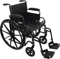 ProBasics Comfort Standard Wheelchair - Height Adjustable Seat - Flip Back Desk Arms - 300 Pound Weight Wapacity - Black - Swing-Away Footrest - 16" x 16" Seat