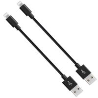 CableCord Short Nylon Braided USB Lightning Charging Cable/Data USB Compatible for iPhoneX Case /8/8 Plus/7/7 Plus/6/6s Plus,iPad Mini- 8-inch (2-Pack, Black)