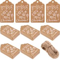 150 Pieces Christmas Craft Paper Tags Christmas Hang Labels Tags Gift Tags with 30 Meters Burlap Rope for Christmas DIY Craft Holiday Gift Decoration
