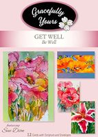 Gracefully Yours Get Well Greeting Cards Featuring Sue Dion, 12, 4 Designs/3 Each with Scripture Message