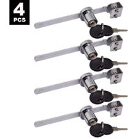 Sliding Glass Door Lock 4Pcs Glass Case Lock Showcase Lock Ratchet Lock Display Case Lock Security Glass Case Lock with Chrome Finish