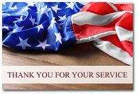American Flag Thank You for Your Service Cards - USA - Patriotic - Military - Blank on The Inside - Includes 12 Cards and Envelopes - 5.5" x 4.25"(12 Pack)