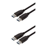 Buyer's Point SuperSpeed USB 3.0 (USB to USB Cable Male to Male) Type A/Type A Cable Cord for Data Transfer Hard Drive Enclosures, Printers, Modems, Cameras, Flash Drives, Thumb (1.5ft) (Black,2)