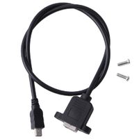 Huilier Printer Panel Mount Cable + Screw Mini USB 5 Pin Male to USB 2.0 B Jack Female