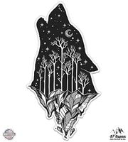 GT Graphics Wolf Howling Moon Celestial Mountains - 12" Vinyl Sticker Waterproof Decal