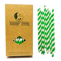 Environment Green White Paper Straws Bulk, 100 Kraft Box Pack Coktail Straw for Holiday Drinking Alternative to Plastic Straw Use Juice Patener