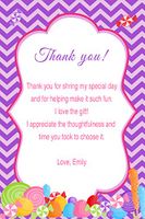30 Personalized Thank You Cards Purple Chevron Zig Zag Various Colors Sweet Treats Design Birthday Party Baby Shower Photo Paper