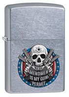 Zippo Lighter: Second Amendment is My Gun Permit - Street Chrome 80427