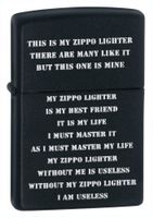 Zippo Creed Black Matte Pocket Lighter