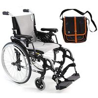 Karman S-Ergo 305 Ultra Lightweight Ergonomic Wheelchair | Adjustable Seat Height | Seat Size 18" X 17" | Frame Color Pearl Silver & Free Black Medical Utility Bag with Trim!