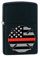 Zippo Red Flag Firefighter Black Matte Pocket Lighter