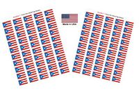Made in USA! 100 Country Flag 1.5" x 1" Self Adhesive World Flag Scrapbook Stickers, Two Sheets of 50, 100 International Sticker Decal Flags Total (Puerto Rico)