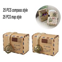 Bestga 50 PCS Holiday Candy Gift Boxes, DIY Kraft Boxes Retro Post Mail Style Cookie Gift Boxes Paper Xmas Goody Bags Party Favors for Wedding Birthdays Thanksgiving Graduations Baby Shower