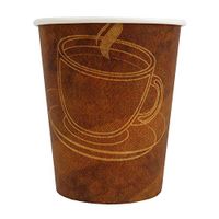 8 oz Paper Coffee Cups - Vintage Theme Hot Drink Disposable Cups - Hot Cup Factory - 100 Count