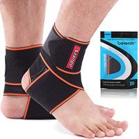 beister 1Pair Nylon Elastic Compression Ankle Support Wrap, Adjustable Sprains Foot Brace Sleeve for Sports Protect, Plantar Fasciitis, Achilles tendonitis, Injury Recovery (Orange)