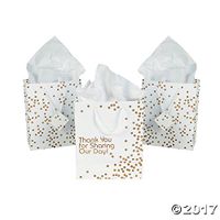 Medium - Gold Wedding Dot Gift Bags - 1 Dozen