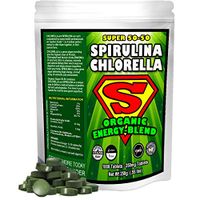 Spirulina Chlorella Cracked Cell Wall Super 50-50 Super-Pack 1,000 Tablets). Raw Organic Gluten-Free Non-GMO Green Superfood. High Protein, Chlorophyll & nucleic acids. No preservatives, No Fillers