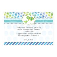 30 Personalized Thank You Cards Blue Green Polka Dots Stripes Turtle Design Baby Shower Party Event + 30 White Envelopes
