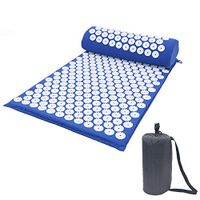 Acupressure Mat Pillow Set Back Neck Pain Relief Stress Migraine Sciatic Pain Relief Device Back Massager with a Bag for Storage Travel (Blue)