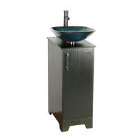 Eclife 14'' Bathroom Vanity and 16'' Sink Combo & Tempered Glass Vessel Sink & 1.5 GPM Water Save Faucet & Solid Brass Pop Up Drain (A04B08)
